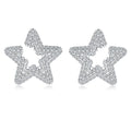 2024 New Original Silver Inlaid Zirconia Pentagram Star Stud Earrings for Women Jewelry Gift Customized