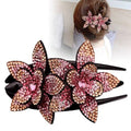 Pinza De Horquilla Rhinestone Flowers Duckbill Clip Large Ladies Elegant Coiffure Dovetail Clip Hair Card Female Jewelry