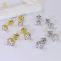 5mm 6.5mm 0.5CT 1CT D VVS Moissanite 4 Claws White Yellow K Gold Plated 925 Sterling Silver Screw Back Stud Earrings with GRA