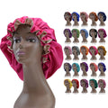 50 Colors Ready to Ship Soft Double Layer for Sleep Cap Wholesale Ruffle Edge Reversible Women Silk Satin Sleeping Hair Bonnets