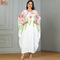 New Season Simple Floral Plus Size Long Sleeve Evening Dresses for Muslim Turkish Abaya Women Muslim Dress 2022