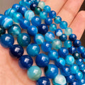 High Quality Smooth Blue Striped Agates Onyx round Loose Beads 4/6/8/10/12MM Stone Beads for Jewelry Making