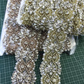 L234 Wholesale Bridal Shoes Crystal Beads Rhinestone Applique Gold Rhinestone Trim on Roll