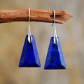 Luxury Designer Boho Geometric Hoop Earrings for Women Unique Silver Plated Natural Stone Lapis Lazuli Drop Style Jewelry