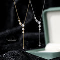Luxury Five Star Shape Zircon Pendant Chain Necklace Minimalist ZC Stars Tassel S925 Sterling Silver Necklace Jewelry for Girls