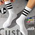 Unisex Custom Athletic Logo Crew Ankle Socks Performance Cotton Compression Embroidery Bottom Letter for Men's Sports Running