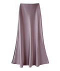 2024 Women Satin Long Skirt Smooth High Waist Solid Color Pencil Fishtail A-line Women's Lady Elegant Maxi Long Skirt