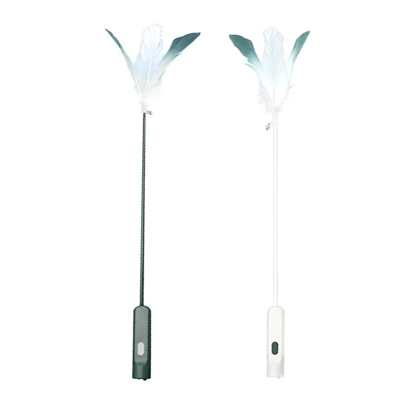 Pet Supplies Three-in-one Laser Feather Cat Teaser Stick Can Photo Cat Moss Feather Tease Cat Supplies