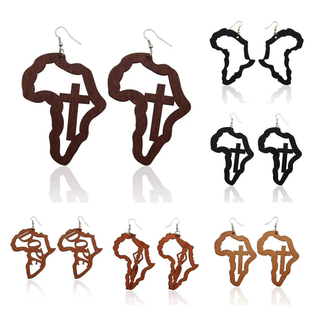 Eco-friendly Recycled Natural Wood Africa Map Black King Unapologetically African American Afro Girl Black Pride Wooden Earrings