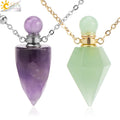 CSJA Wholesale Aromatherapy Essential Oil Natural Stone Crystal Perfume Bottle Pendant Necklace for Women Men H319