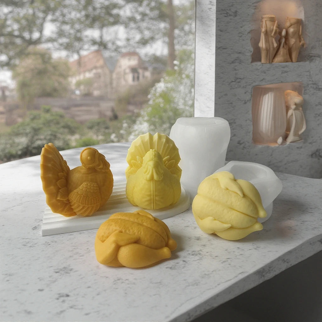 J-5039 Roast Chicken Silicone Mold Homemade Roast Turkey Ornaments Diy Aromatherapy New Year Candle Plaster Silicone Moulds