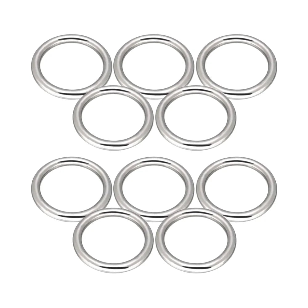 Seamless Metal O Ring 10 Pack 304 Stainless Steel Solid Heavy Duty Multi-Purpose Macrame Dog Leashes Load 320lbs