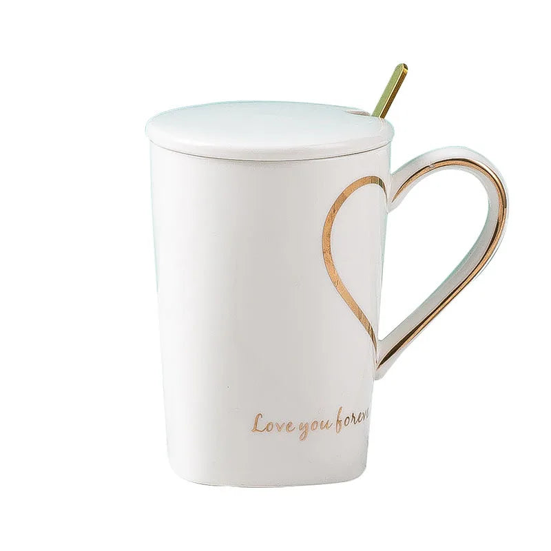 6pcs Modern Creative Ceramic Heart Design Mugs White Small Dessert Cups with Logo for Tea Milk Coffee Handgrip for Giveaways