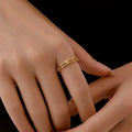 New Gold Plated Double Layer Band Shining Butterfly Ring  Cz Open Adjustable Zircon Minimal Rings for Women Jewelry