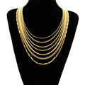 Fashion Stainless Steel Jewelry Chain Necklace 2mm/3mm PVD 18K Gold Plated Non Tarnish Waterproof Snake Necklace for Women Men