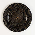 Embossed Peacock Finish Design Black Glass Charger Plate