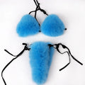 Fur Bikini Women fox Fur Sexy Bikini Sets Ladies Natural Raccoon Fur Bikini Set