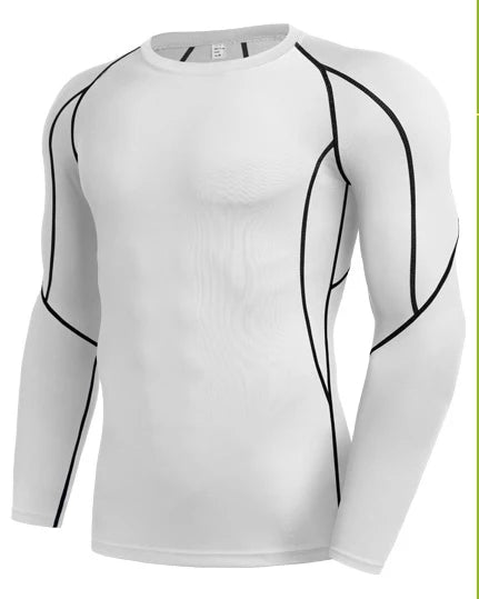 Heavyweight Customize Men's Long Sleeve Compression T-shirt Gym Fitness Quick Dry Blank Polyester T-shirt