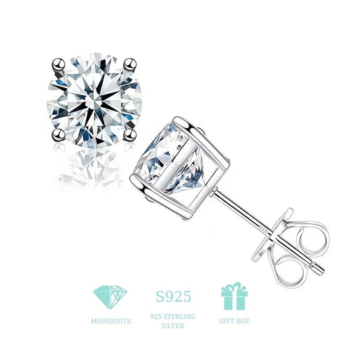 0.3CT-3CT Moissanite Earrings 925 Sterling Silver with Classic Design VVS1 Moissanite Diamond Stud for Men and Women