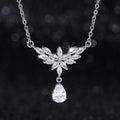 Huitan Women Elegant Marquise Cut Crystal Feather Necklace  Wedding Proposal Teardrop Diamond Pendant Necklace