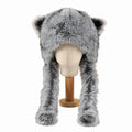 Custom logo Winter Cute Faux Fur Plush Cover Ears Warm cat Ear Beanie Hat for Women