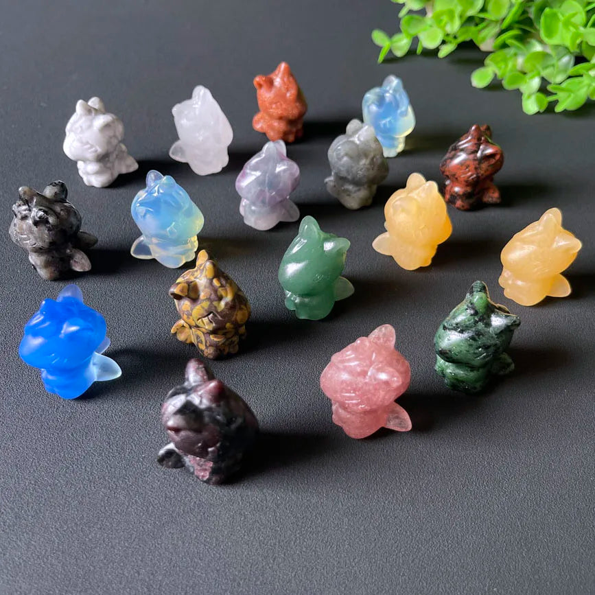 Natural Multi Colorful Crystal Unicorn Carved Cute Unicorn Carvings for Gift