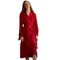 Women Robes Set Nightgown Bridesmaid Spring Summer Autumn Wedding Red Chiffon ODM Customized Logo Embroidery