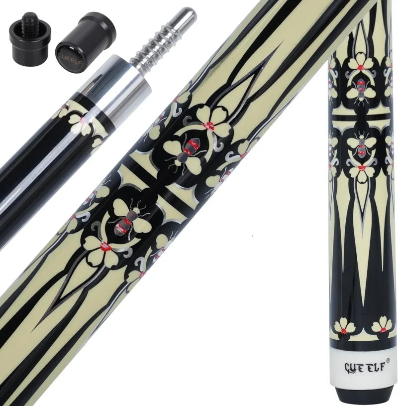 Xmlinco Canadian Maple Wood Billiard Pool Cue with Stainless Steel Joint Center Joint 58 Length Bees Sticker