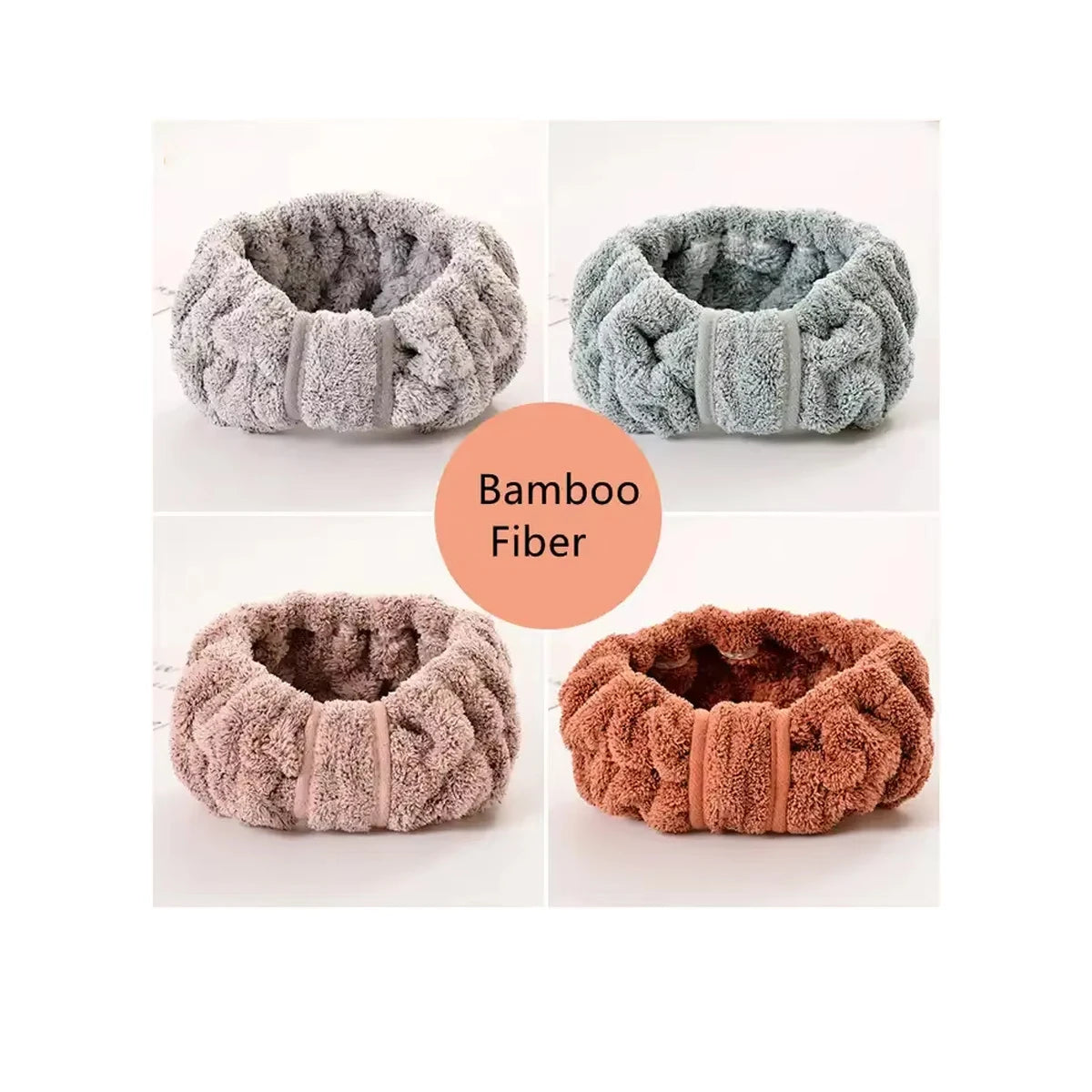 Women's Fashion Comfortable Plush Towel Bamboo Headband Elegant Bow Hairband for Spa Washing Face Make-Up