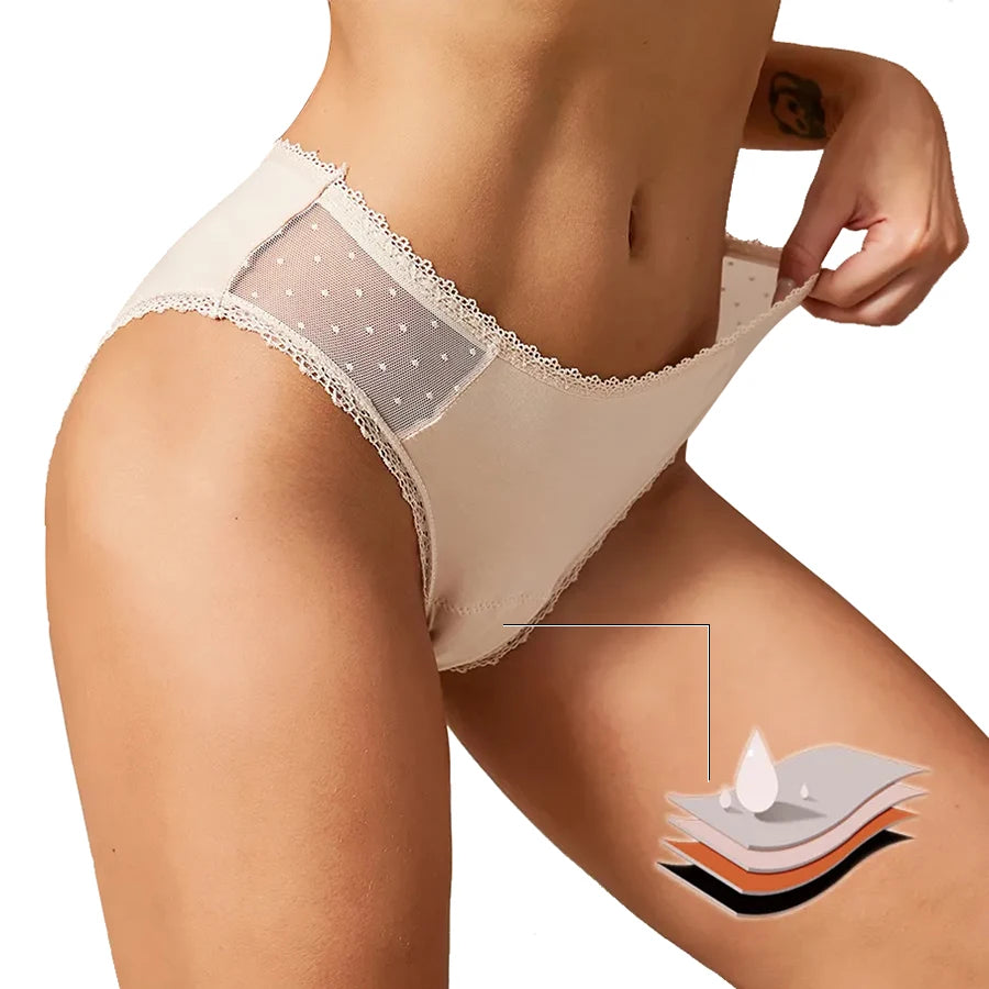Bamboo Fiber High Cut Panty Menstrual Fast Absorbent Physiological Period Panties Breathable Women's Period Underwear