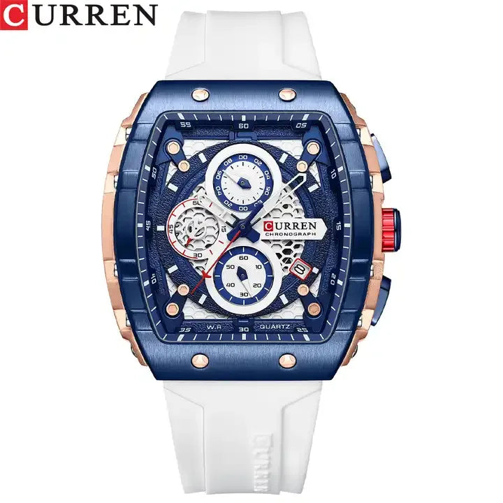 CURREN 8442 Fashion Mens 3ATM Waterproof Watches Luxury Men's Business Sports Watch Rubber Strap Quartz Watch