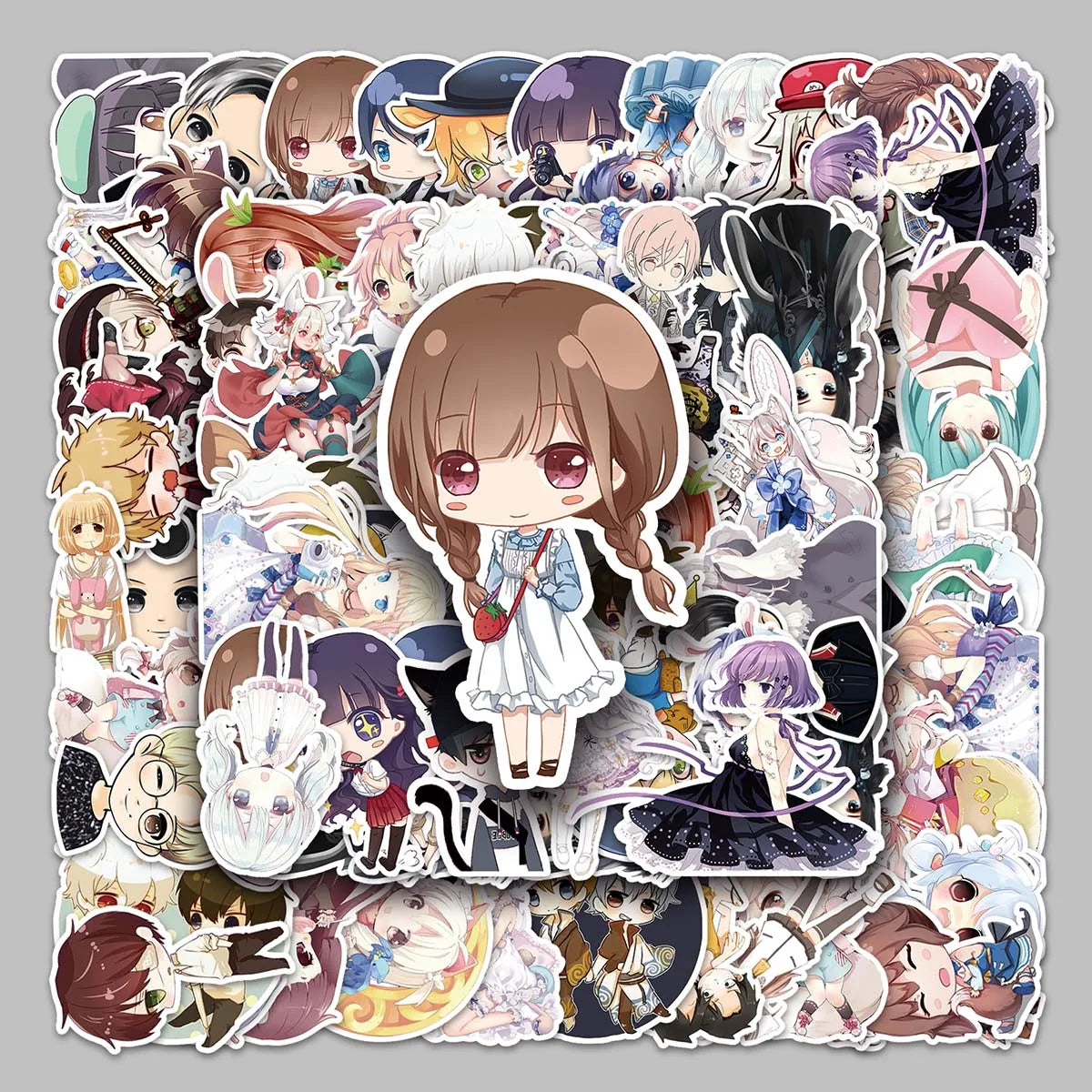 52PCS Factory Direct Printing Cute Trend Quadratic Character Stickers Stationery Box Speaker Computer Personality Stickers