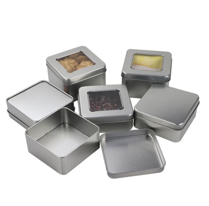 Custom Food Grade Printing Metal Chocolate Biscuit Tin square Favor Boxes Small square Tea Tin Box Medium Size