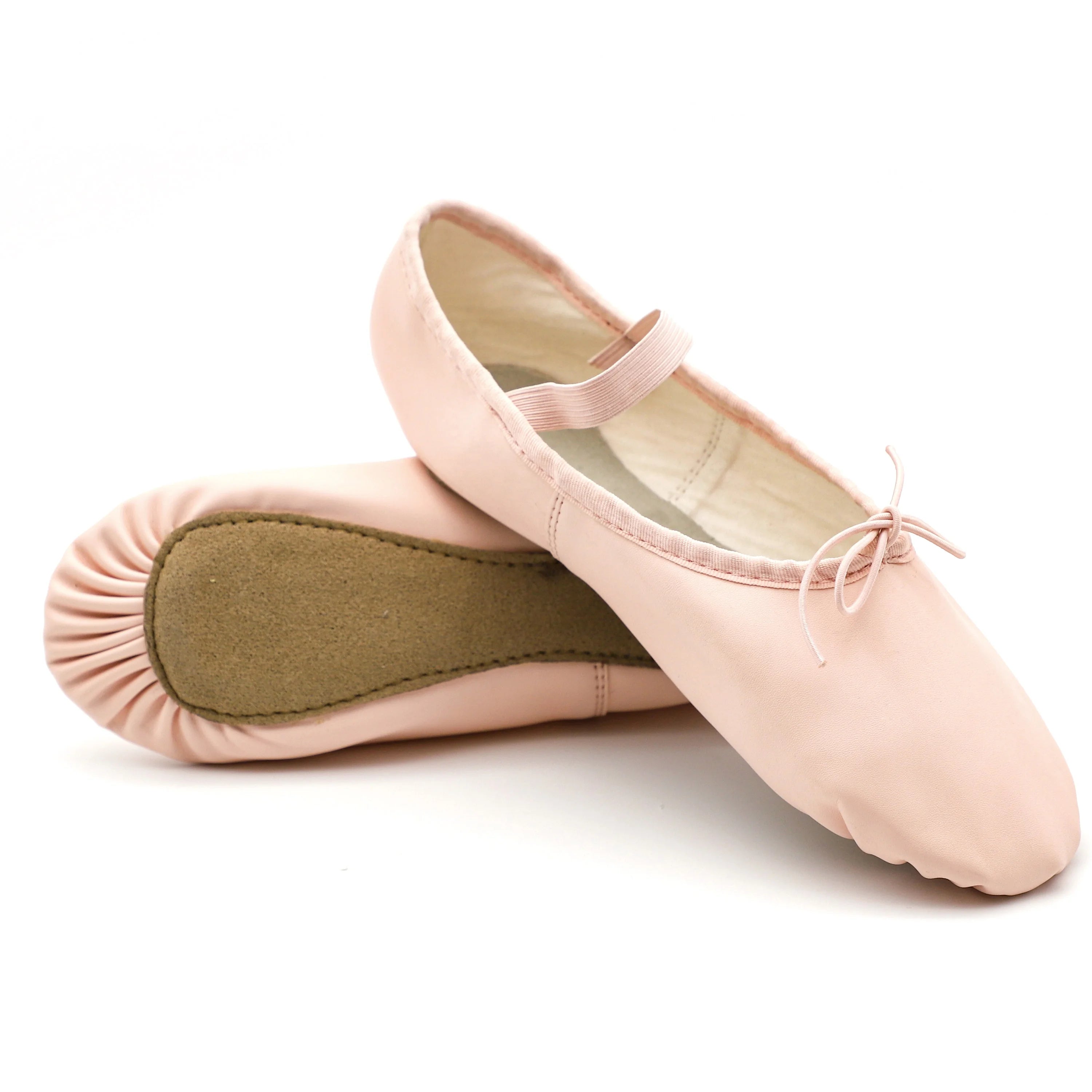 EU US in Stock Supple Leather Ballet Shoes/Ballet Slippers/Ballerina Shoes with Elastic Topline and Elastic Strip