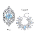 C9432 Leading Jewelry Manufacturer in China 925 Sterling Silver Statement Jewellery Gemstone Blue Topaz Jewelry Set
