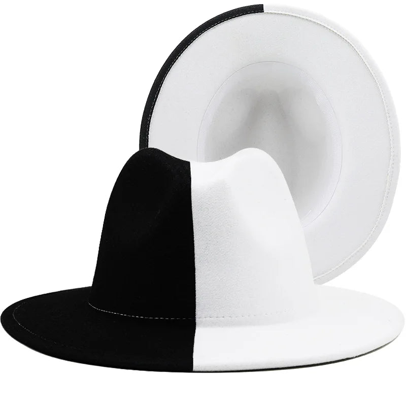 Two Tone Color Fedora Hats Women European American Fall Autumn Winter Party Men Fashion Trendy Wholesale Fedora Hats