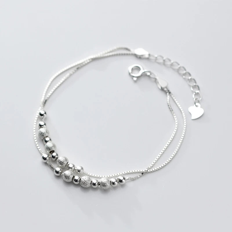 Hot 925 Sterling Silver Bracelets Box Chain Round Beads for Women Retro Wedding Party Wild Christmas Gifts Fashion Jewelry