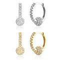 FUAMAY Fashion Aretes De Plata 925 Silver 18K Gold Plated Huggie Hoop Cubic Zircon Ball Charm Earrings