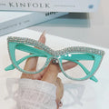 LBAshades 2023 Diamond Eyeglasses Frame Hot Style Retro Cat Eye Diamond Chain Glasses Frame for Women Eyewear