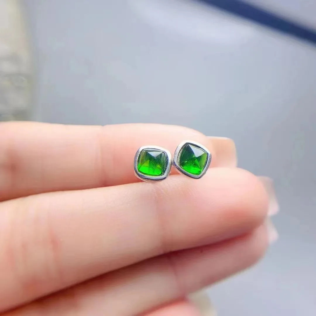 Silver Unique Gemstone Earrings with Princess Cut Diamond New Design Classic Jewelry for Women Gold Plated for Party or Gift