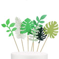 7 PCS Glittery Tropical Palm Leaf Cake Topper for Wedding and Birthday Cupcake Toppers for Cake Decorating