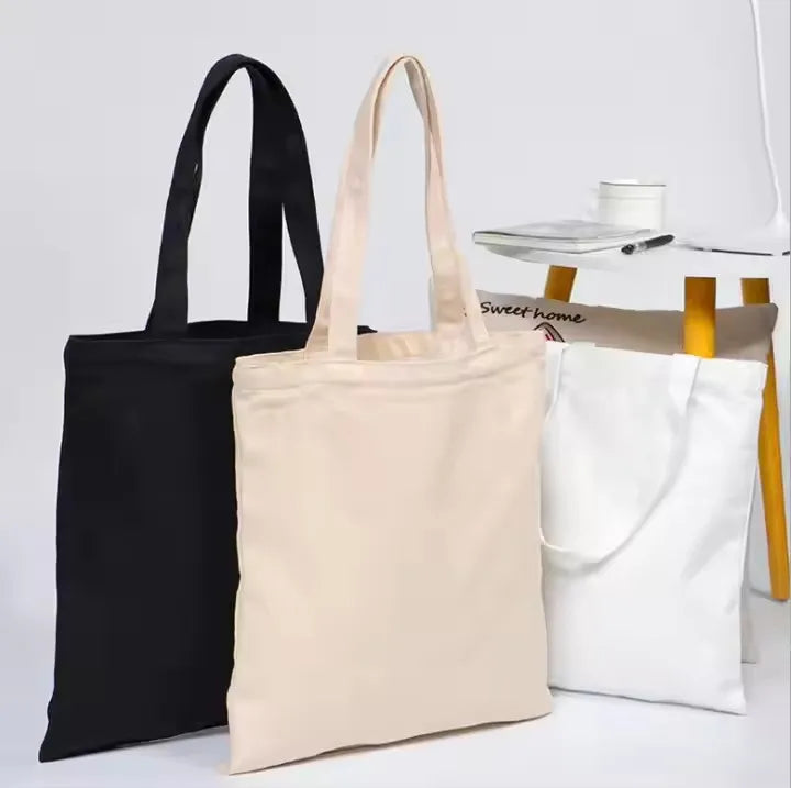 Wholesale Small MOQ Eco-Friendly Reusable Custom Logo Print Shopping Tote Bags Canvas Cotton Bag