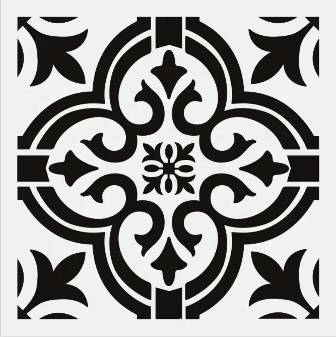 12*12 Inches Laser Cut Mandala Tile Stencil Reusable White PET for Floor Wall Tile Fabric & Furniture DIY Home Decor