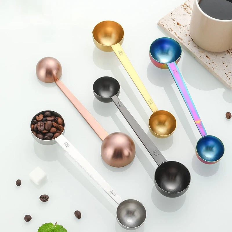 Wholesale Stainless Steel Measuring Tools Coffee Bean Scoops Double Headed Coffee Spoon with Scale Measuring Spoon