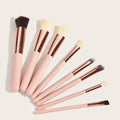 YUE New Arrival 8pcs Pink Makeup Brush Set Women's Beauty Makeup Tools Soft Handy Wood Handle Vegetarian