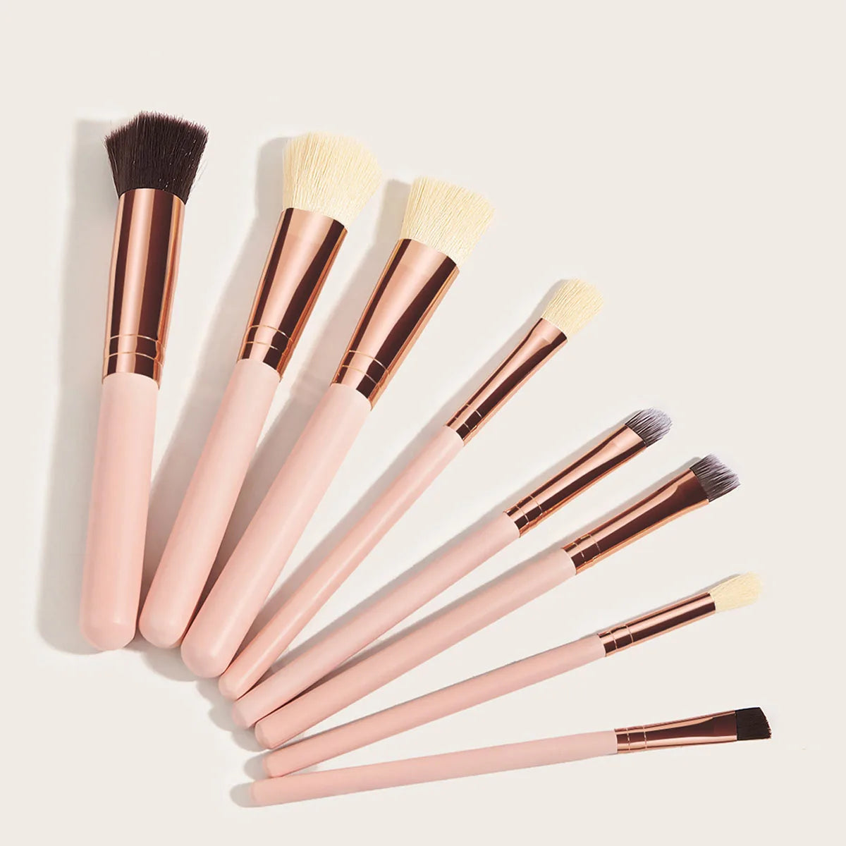 YUE New Arrival 8pcs Pink Makeup Brush Set Women's Beauty Makeup Tools Soft Handy Wood Handle Vegetarian