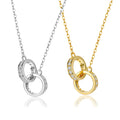 FUAMAY Silver 925 18K Gold Plated Women Chain Zircon Necklace Interlocking Double RIngs Necklace