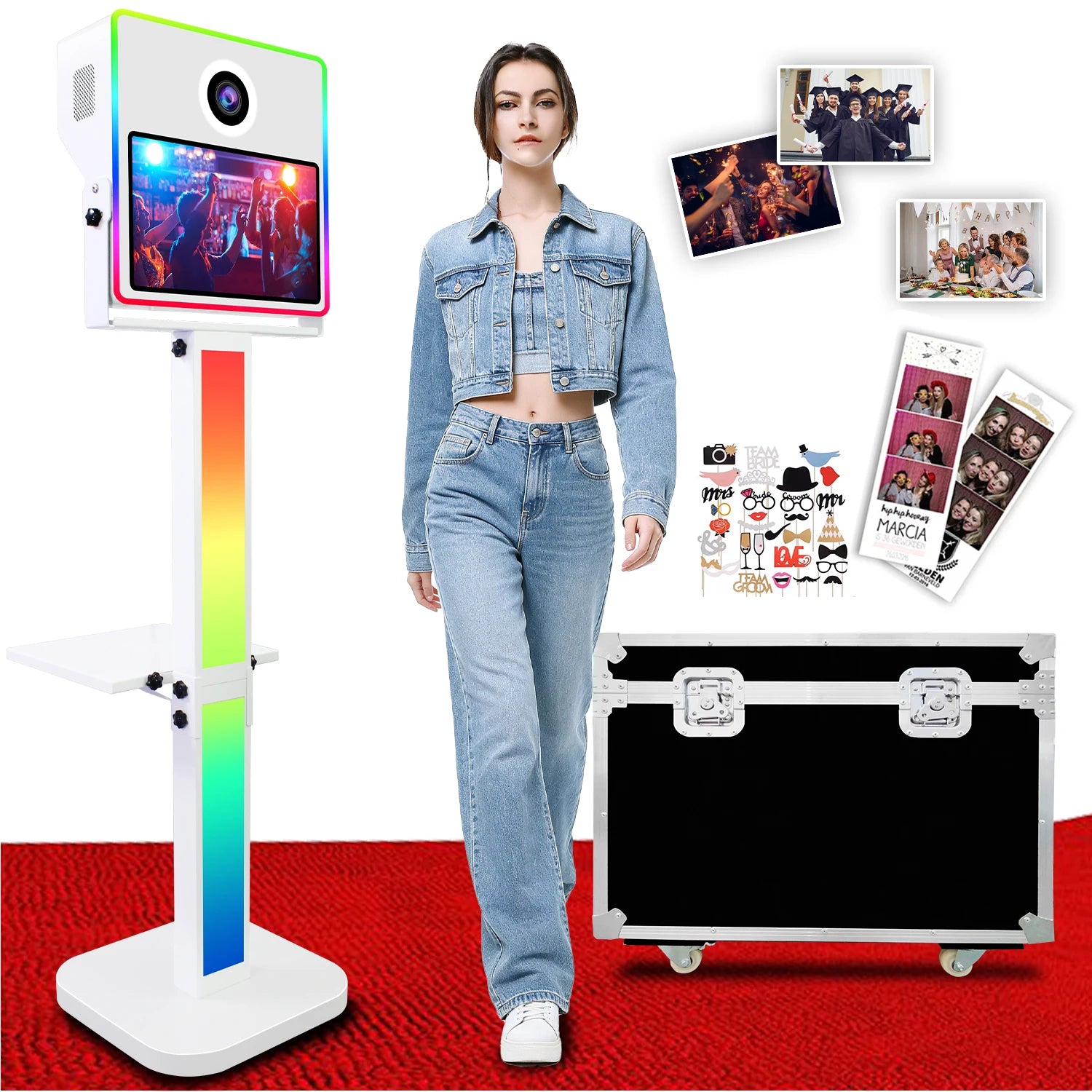 High Quality Photobooth Shell DSLR Full Setup Selfie Booth 15.6 Inches Touch Screen DSLR Photo Booth Machine for Wedding Parties