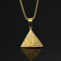 Fatingna Men's Hip Hop Stainless Steel Horus Eye Pendant Ancient Egypt Pyramid Style Gold Plated Diamond Main Stone Jewelry