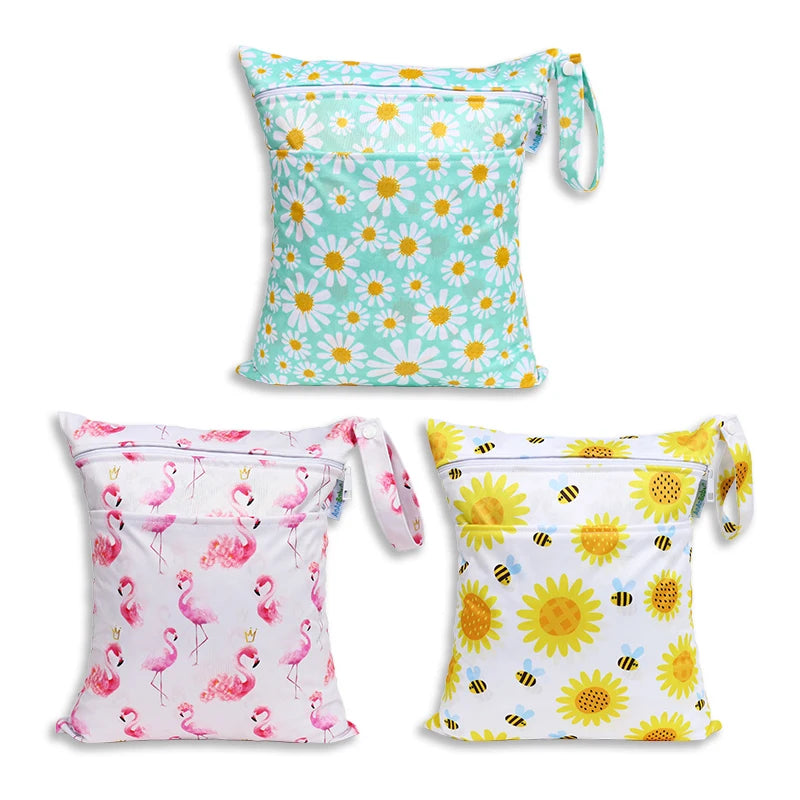 Custom Reusable Tote Bag Waterproof Zipper Diaper Wet/Dry Bag with Logo Polyester Printed Pattern